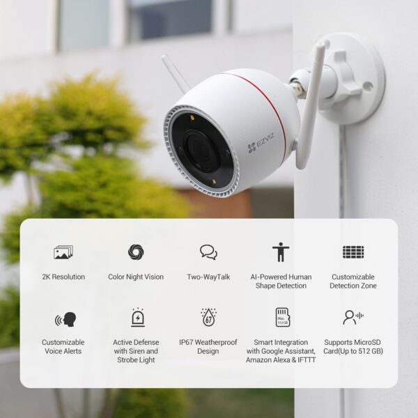 EZVIZ H3C 2K Smart Wi-Fi Camera, Color Night - Image 2