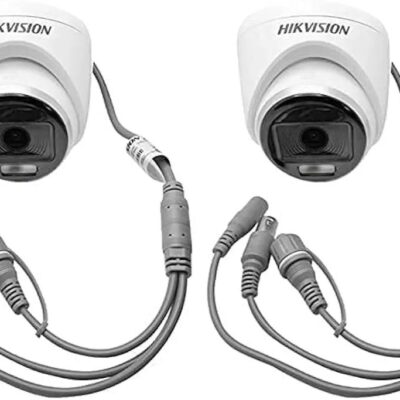 HIKVISION ColorVU DS-2CE70DF0T-PFS 2 MP Night Vision Dome Indoor CCTV Camera with Mic for 2MP and Above DVRs 3.6 mm Lens and Light Distance 20 m (Wired, White, 1080p) (Pack of 2)